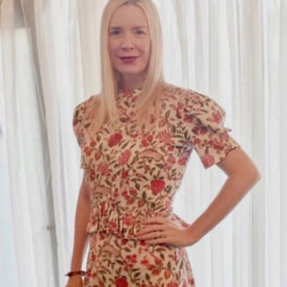 Block print summer dress with waist ruffle - Picture 3 of 6